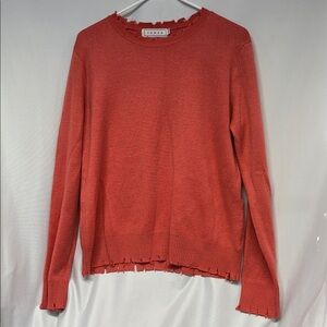 Rowen distressed long sleeve wool blend Sweater with Frayed Edges L